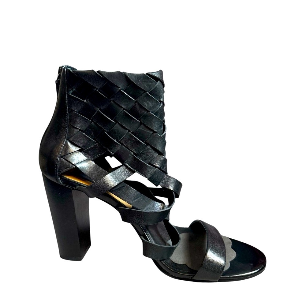 Dolce Vita Nairi Woven Black Leather Bootie Open Toe Size 8 - Picture 2 of 8